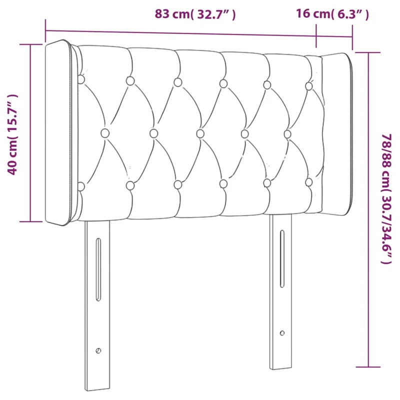 Tête de lit accessoire couchage chambre à coucher meuble avec rebord latéral 83 x 16 x 78/88 cm tissu gris foncé TDL0204903