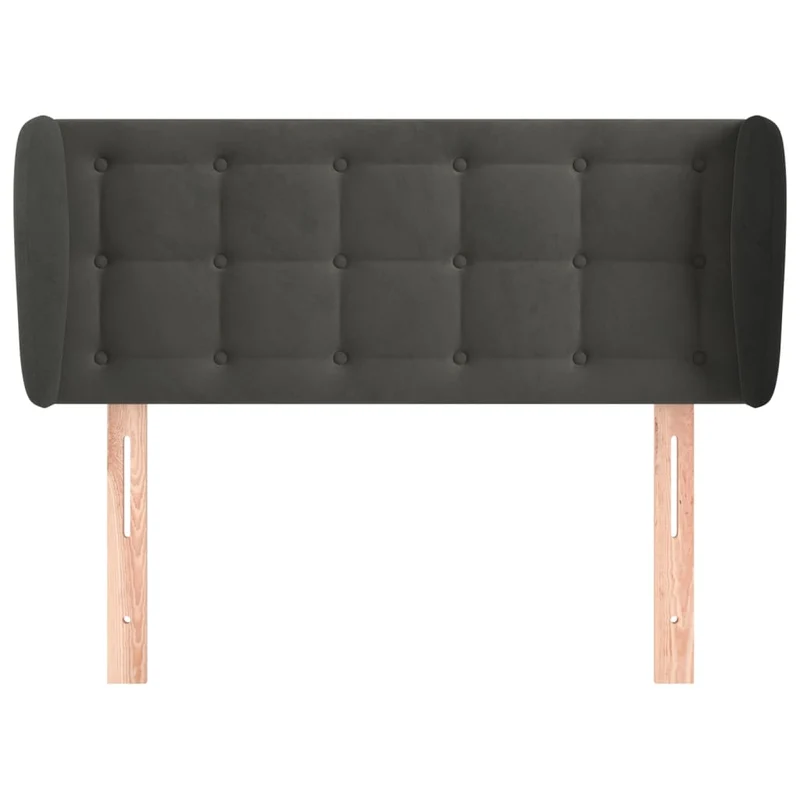 Tête de lit accessoire couchage chambre à coucher meuble capitonné avec rebord latéral 93 x 23 x 78/88 cm tissu velours gris foncé TDL0204837