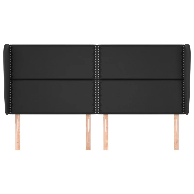 Tête de lit accessoire couchage chambre à coucher meuble avec rebord latéral 203 x 23 x 118/128 cm synthétique noir TDL0204484