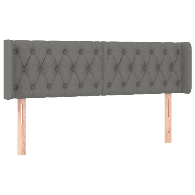 Tête de lit accessoire couchage chambre à coucher meuble avec rebord latéral 147 x 16 x 78/88 cm tissu gris foncé TDL0205013
