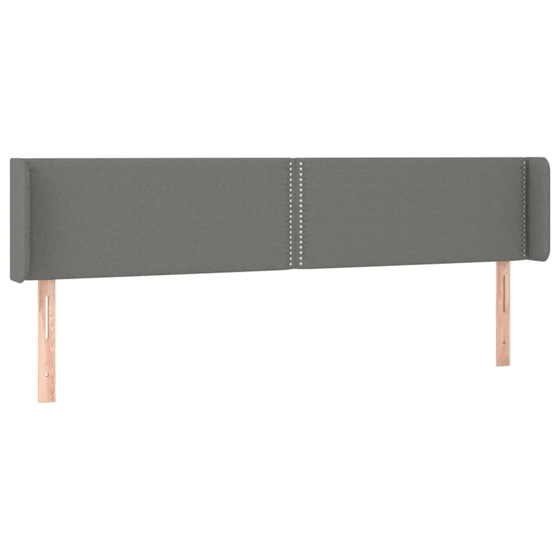 Tête de lit accessoire couchage chambre à coucher meuble avec rebord latéral 183 x 16 x 78/88 cm tissu gris foncé TDL0204963