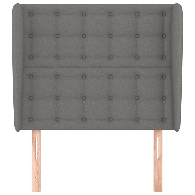 Tête de lit accessoire couchage chambre à coucher meuble avec rebord latéral capitonné 103 x 23 x 118/128 cm tissu gris foncé TDL0205050
