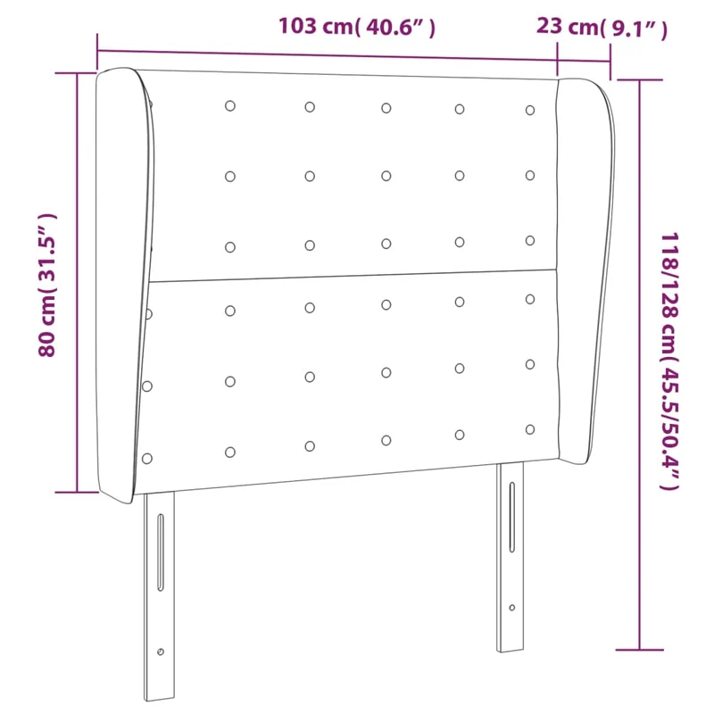 Tête de lit accessoire couchage chambre à coucher meuble avec rebord latéral capitonné 103 x 23 x 118/128 cm tissu gris foncé TDL0205050