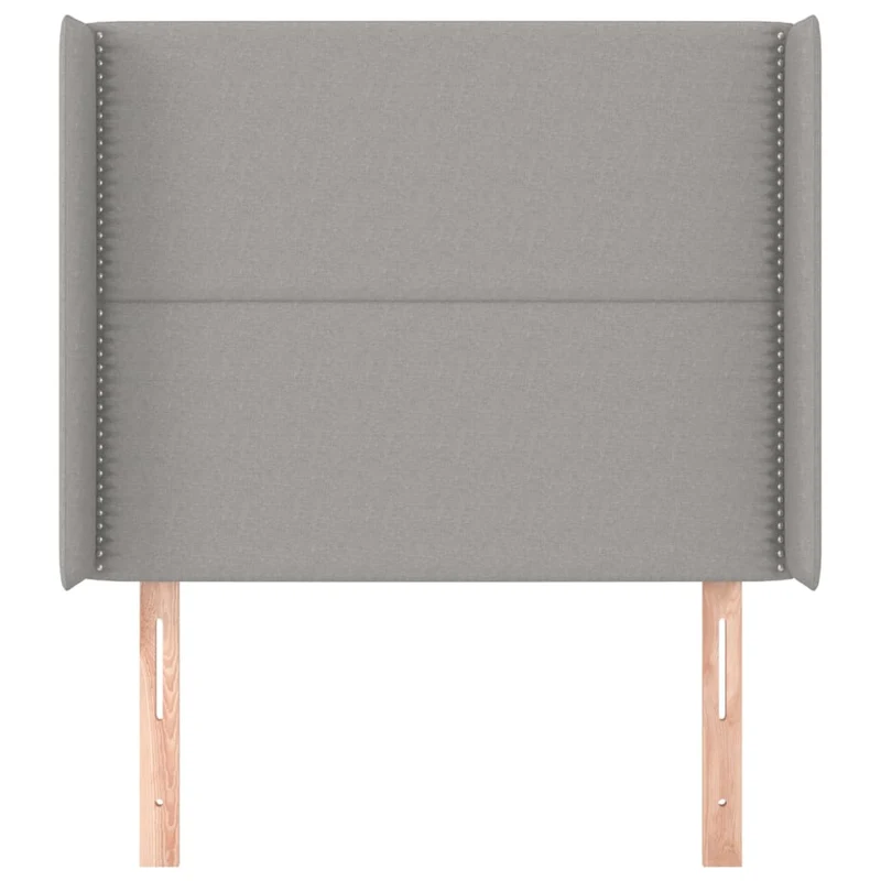 Tête de lit accessoire couchage chambre à coucher meuble avec rebord latéral 93 x 16 x 118/128 cm tissu gris clair TDL0205109