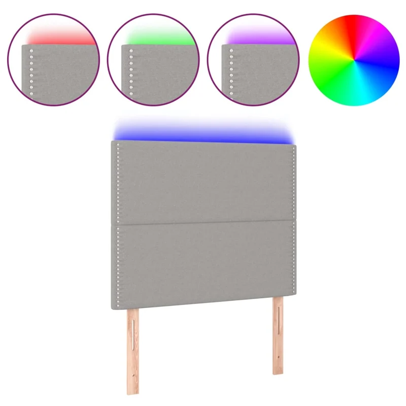 Tête de lit accessoire couchage chambre à coucher meuble à LED 90 x 5 x 118/128 cm tissu gris clair TDL0201242