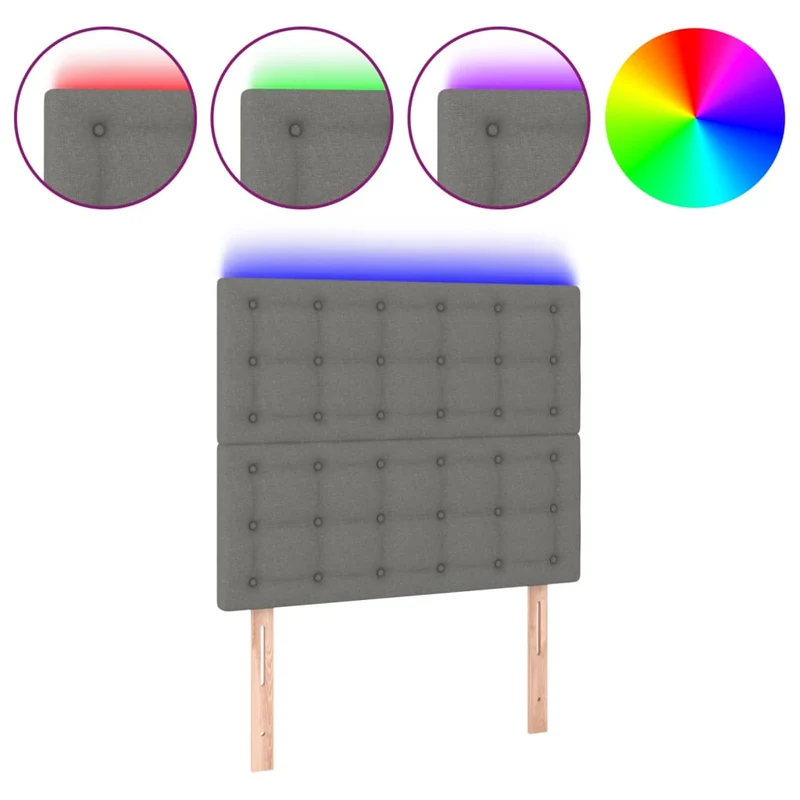Tête de lit accessoire couchage chambre à coucher meuble à LED capitonné 100 x 5 x 118/128 cm tissu gris foncé TDL0201208
