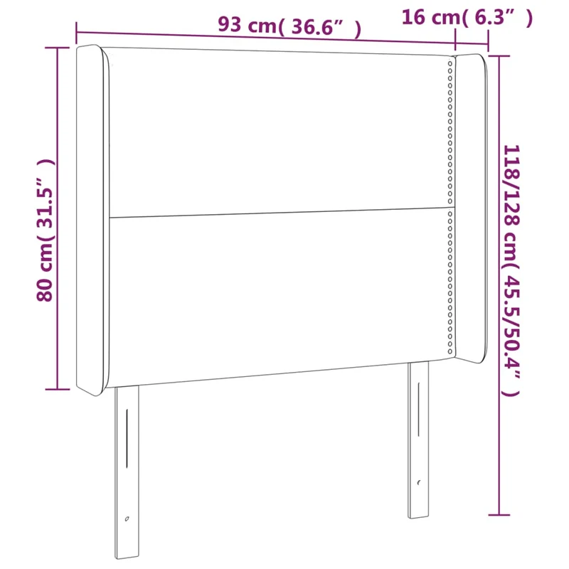Tête de lit accessoire couchage chambre à coucher meuble à LED 93 x 16 x 118/128 cm tissu gris foncé TDL0200986