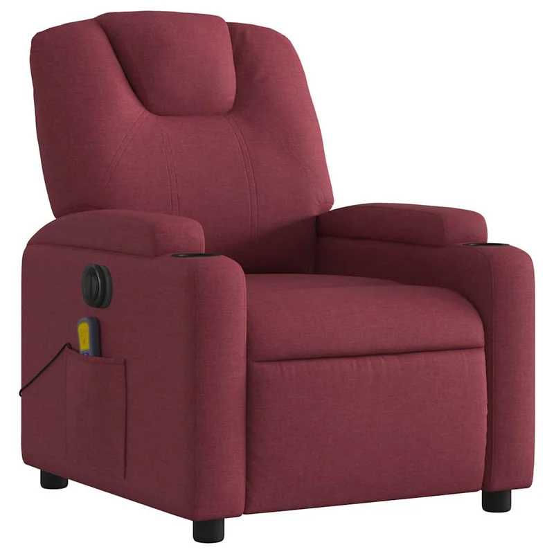 Fauteuil de relaxation TV fonction massage inclinable électrique 6 points de massage en tissu rouge bordeaux DEC027250