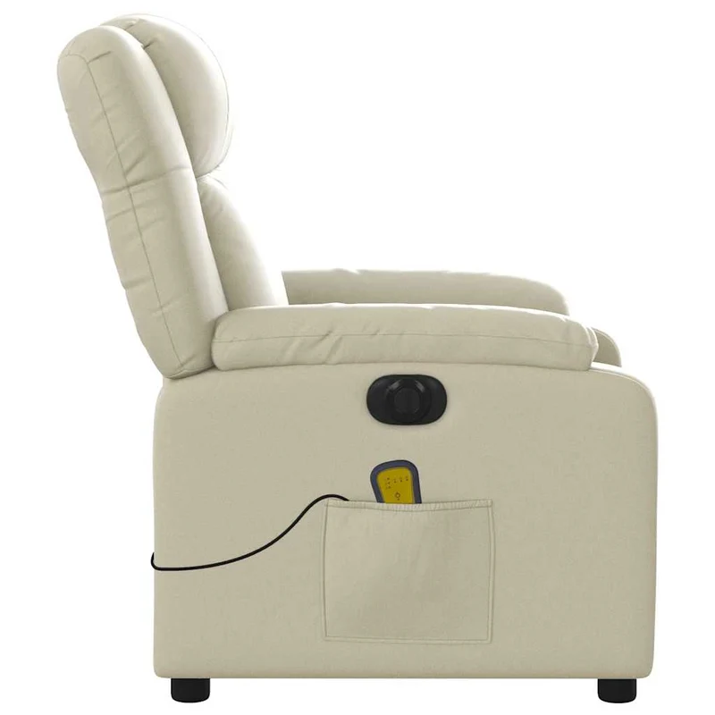 Fauteuil de relaxation TV fonction massage inclinable électrique 6 points de massage en PVC crème DEC027146