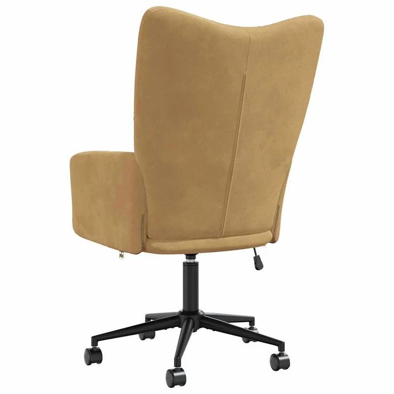 Fauteuil lounge chaise de canapé sur roulettes design moderne en velours marron DEC026725
