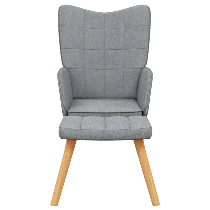 Fauteuil lounge chaise de canapé design moderne avec repose-pied en tissu gris clair DEC026571