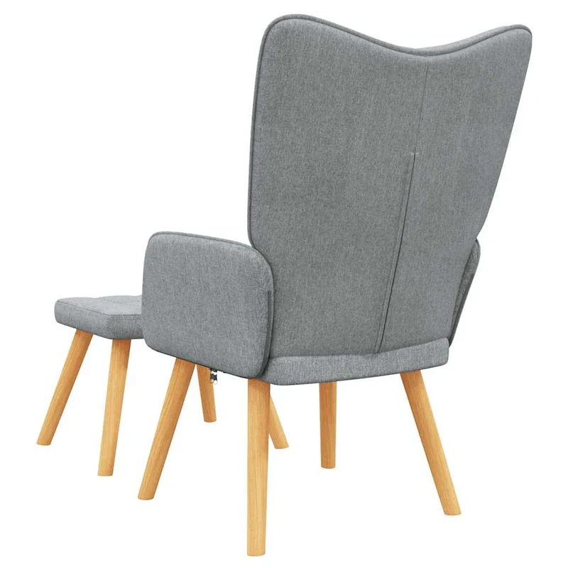 Fauteuil lounge chaise de canapé design moderne avec repose-pied en tissu gris clair DEC026571