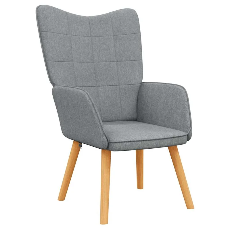 Fauteuil lounge chaise de canapé design moderne avec repose-pied en tissu gris clair DEC026571