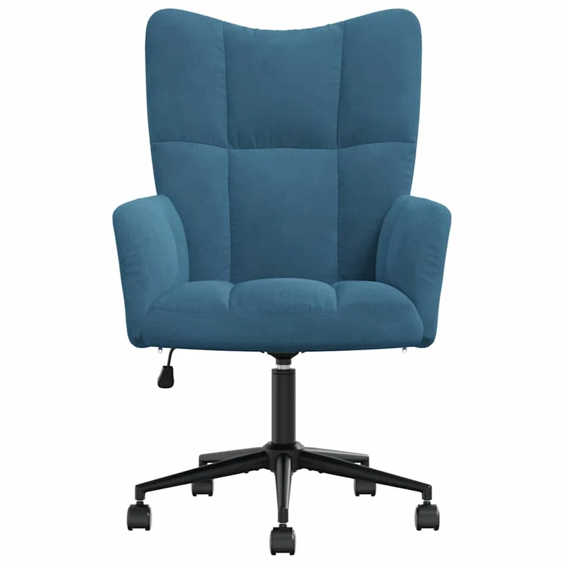 Fauteuil lounge chaise de canapé sur roulettes design moderne en velours bleu DEC026650