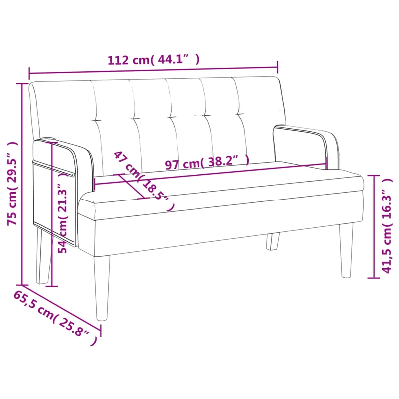 Banquette banc avec dossier capitonné 112 x 65,5 x 75 cm PVC marron DEC024650