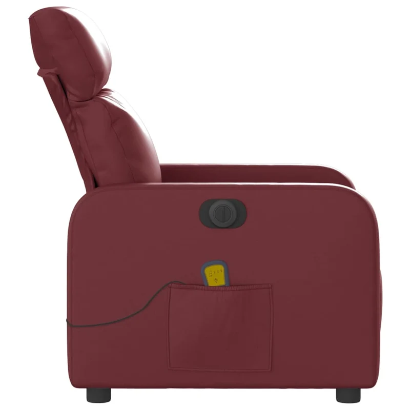 Fauteuil de relaxation TV fonction massage inclinable électrique 6 points de massage en PVC rouge bordeaux DEC027240