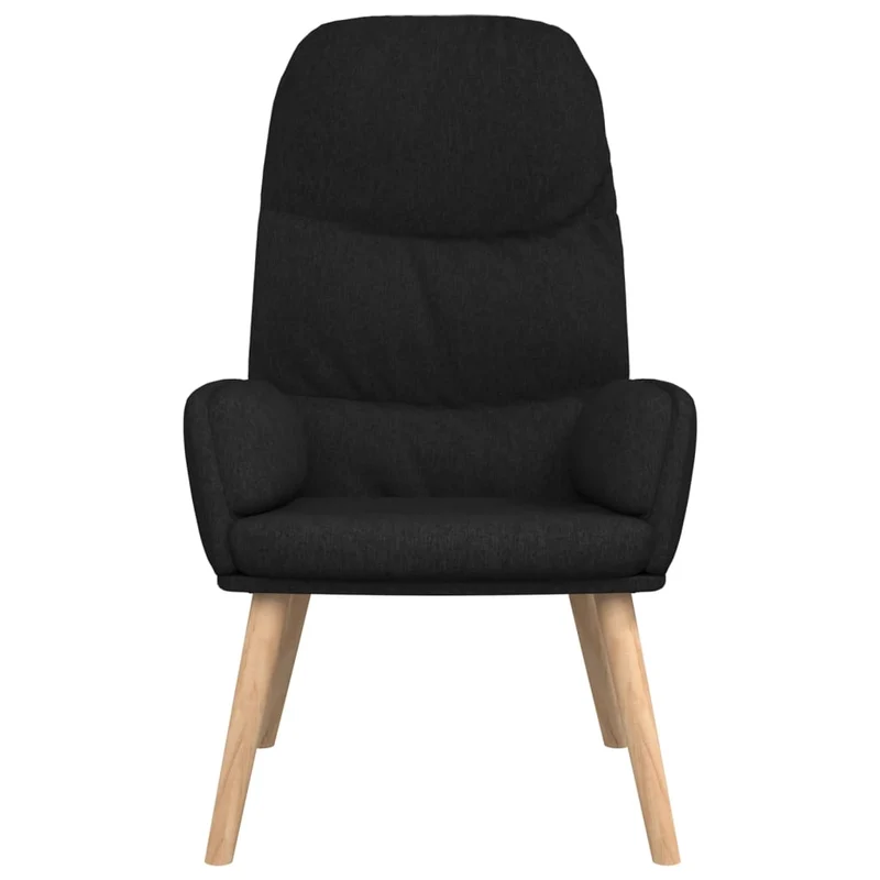 Fauteuil lounge chaise de canapé design moderne en tissu noir et bois DEC026739