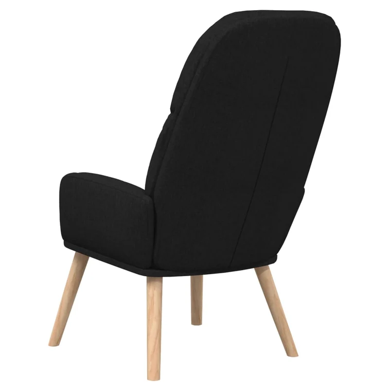 Fauteuil lounge chaise de canapé design moderne en tissu noir et bois DEC026739