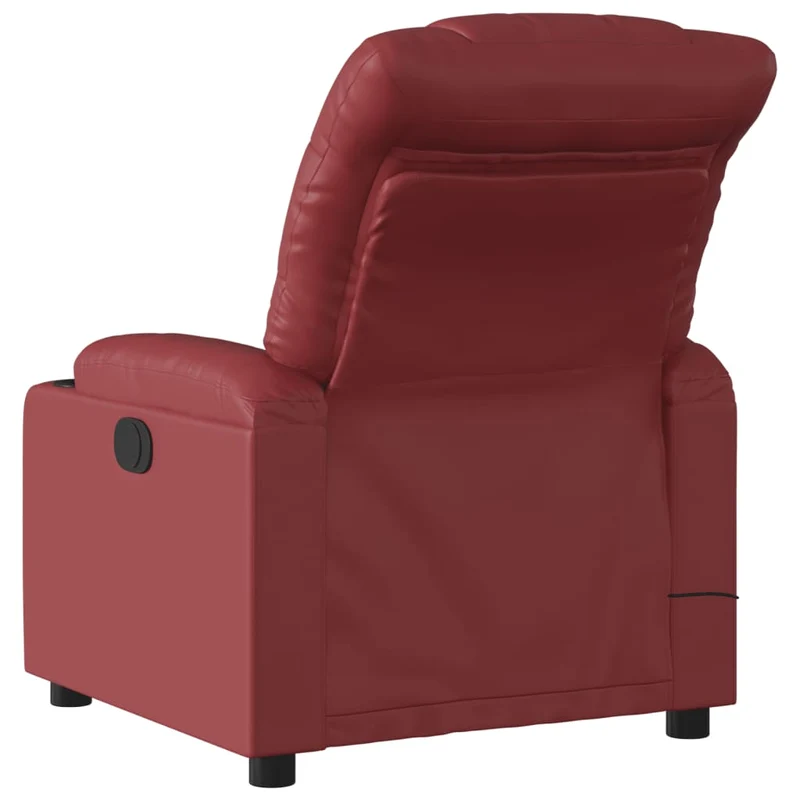 Fauteuil de relaxation TV fonction massage inclinable électrique 6 points de massage en PVC rouge bordeaux DEC027244