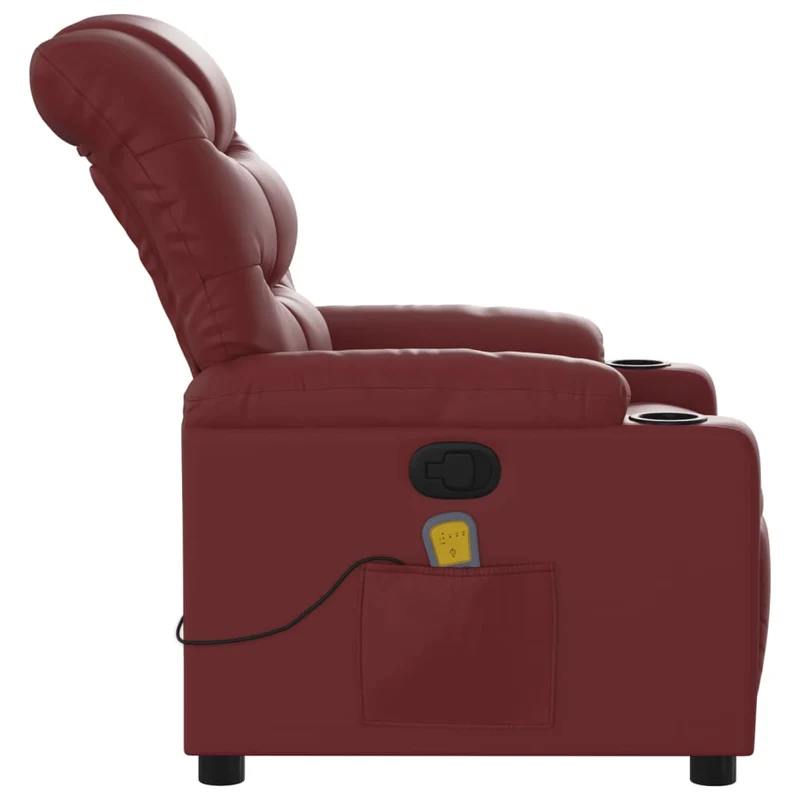 Fauteuil de relaxation TV fonction massage inclinable 6 points de massage en PVC rouge bordeaux DEC027079