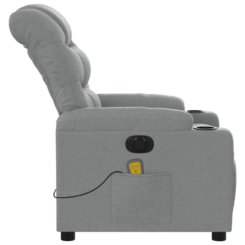 Fauteuil de relaxation TV fonction massage inclinable électrique 6 points de massage en tissu gris clair DEC027162