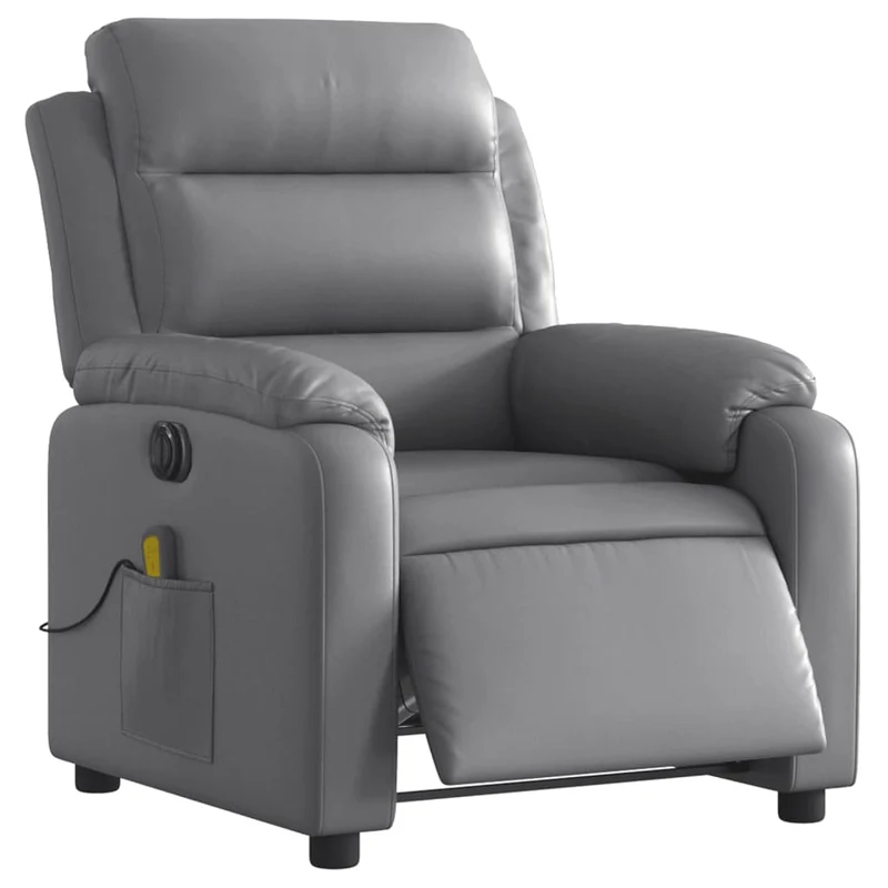Fauteuil de relaxation TV fonction massage inclinable électrique 6 points de massage en PVC gris DEC027180