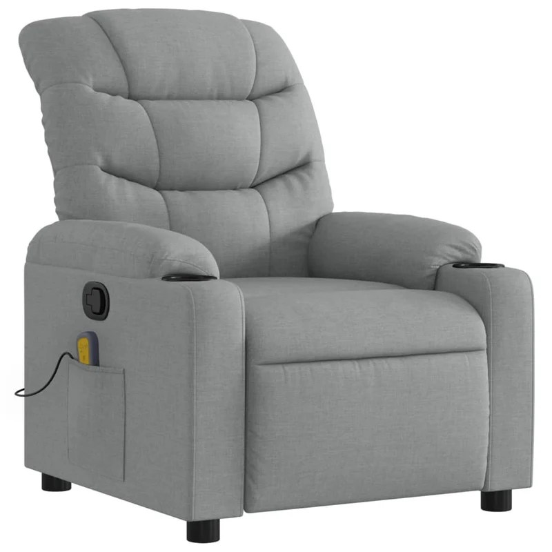 Fauteuil de relaxation TV fonction massage inclinable 6 points de massage en tissu gris clair DEC026916