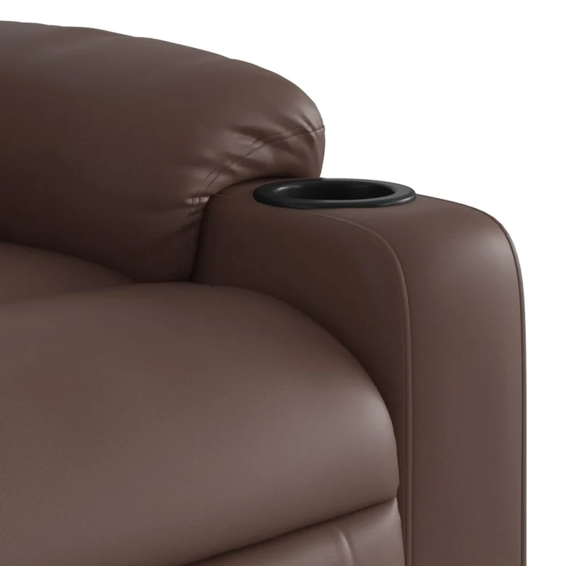 Fauteuil de relaxation TV fonction massage inclinable 6 points de massage en PVC marron DEC027004