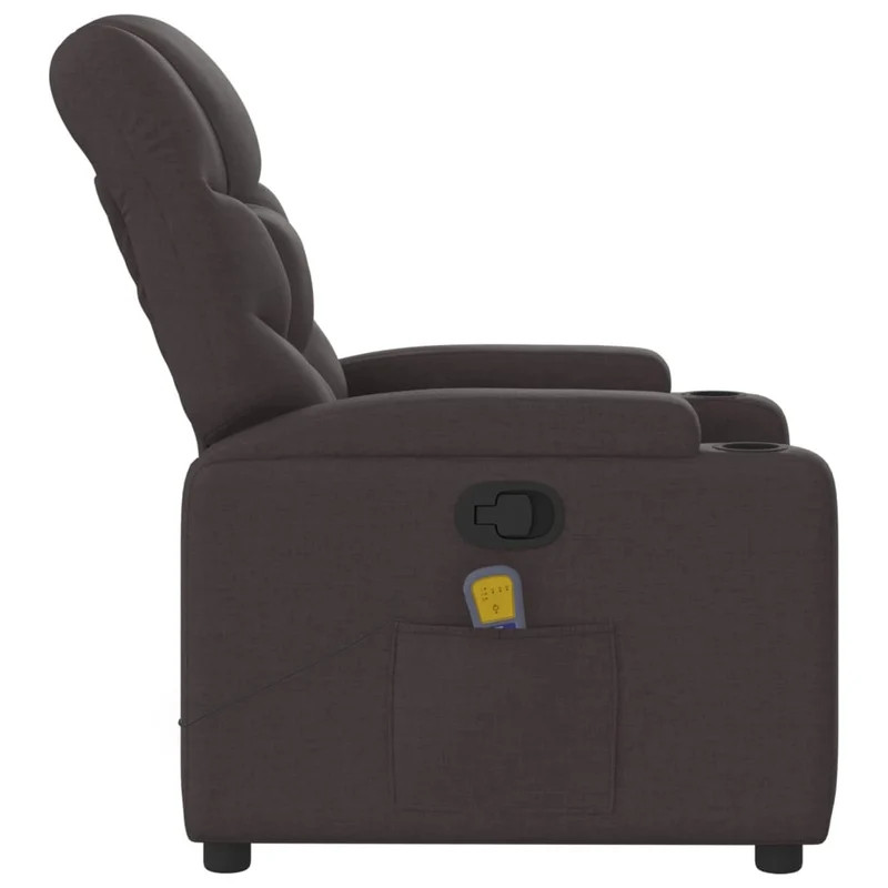 Fauteuil de relaxation TV fonction massage inclinable 6 points de massage en tissu marron foncé DEC026991