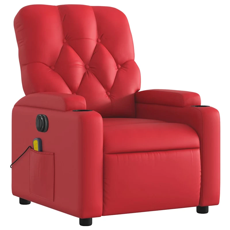 Fauteuil de relaxation TV fonction massage inclinable électrique 6 points de massage en PVC rouge DEC027263