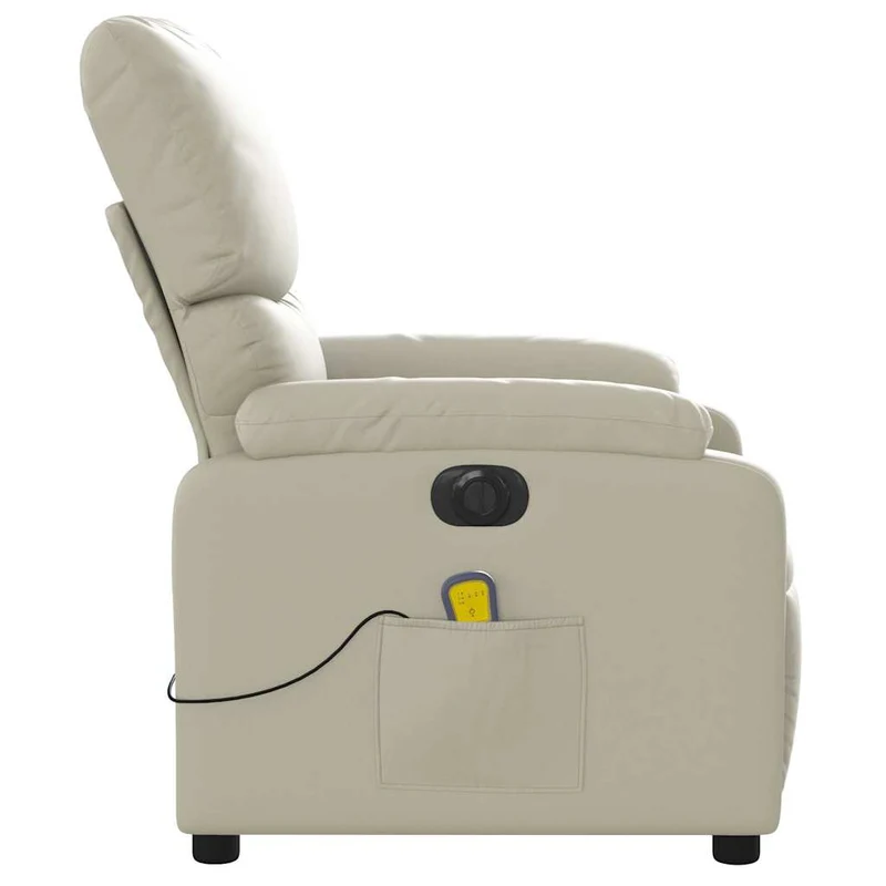 Fauteuil de relaxation TV fonction massage inclinable électrique 6 points de massage en PVC crème DEC027149