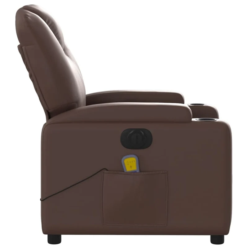 Fauteuil de relaxation TV fonction massage inclinable électrique en PVC marron DEC027196