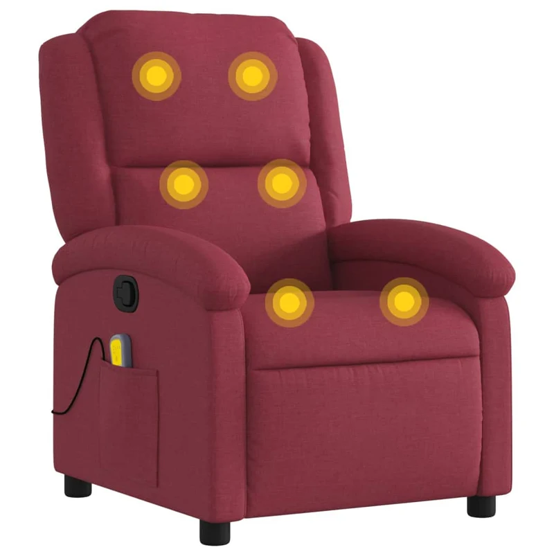 Fauteuil de relaxation TV fonction massage inclinable 6 points de massage en tissu rouge bordeaux DEC027089