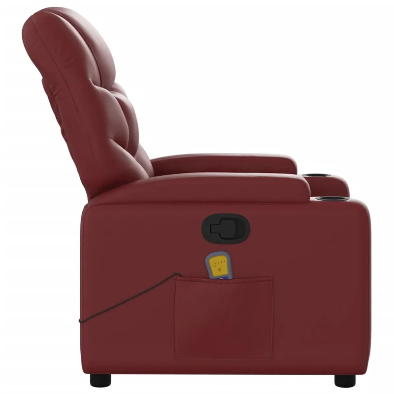 Fauteuil de relaxation TV fonction massage inclinable 6 points de massage en PVC rouge bordeaux DEC027077