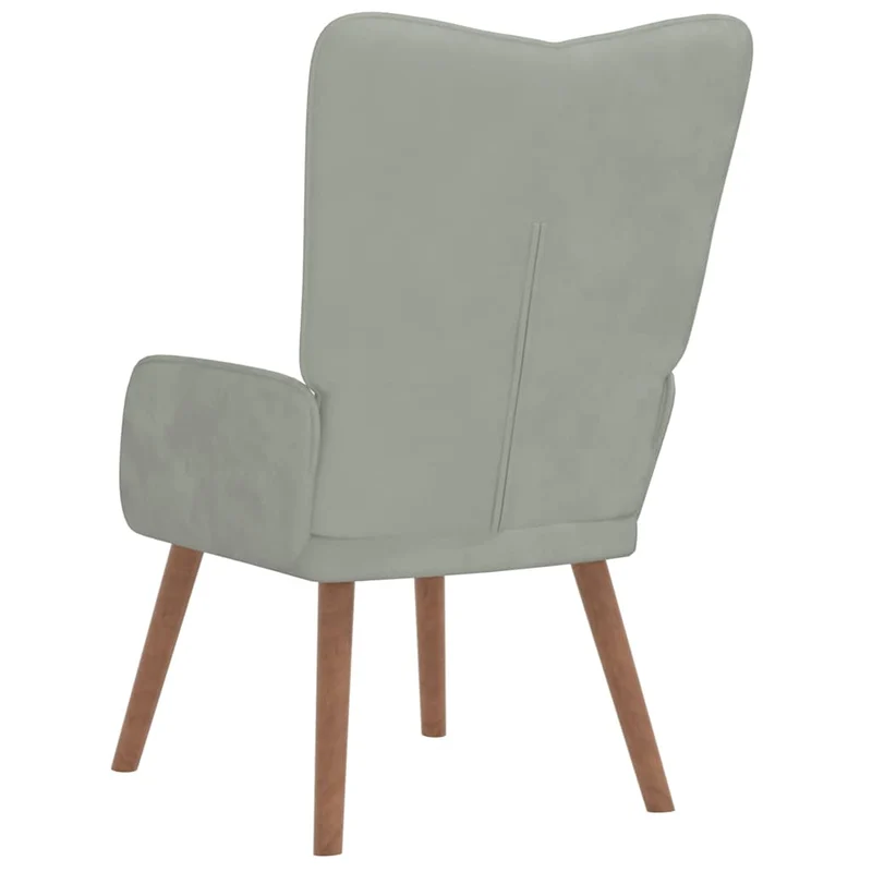 Fauteuil lounge chaise de canapé design moderne en velours gris clair pieds en bois DEC026672
