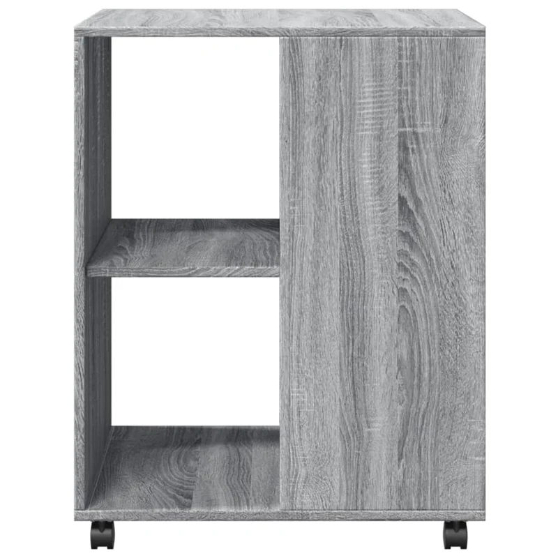 Table d'appoint sur roulettes deux étagères et espace de rangement en bois d'ingénierie couleur gris DEC024619