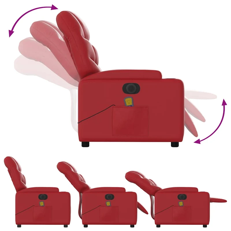 Fauteuil de relaxation TV fonction massage inclinable électrique en PVC rouge DEC027262
