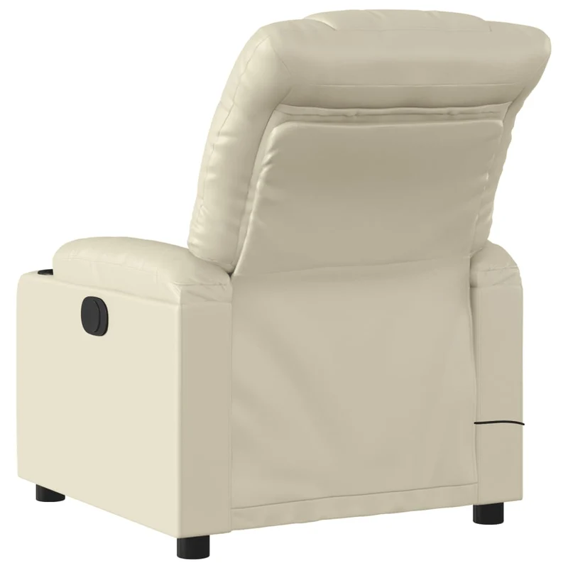 Fauteuil de relaxation TV fonction massage inclinable électrique 6 points de massage en PVC crème DEC027147