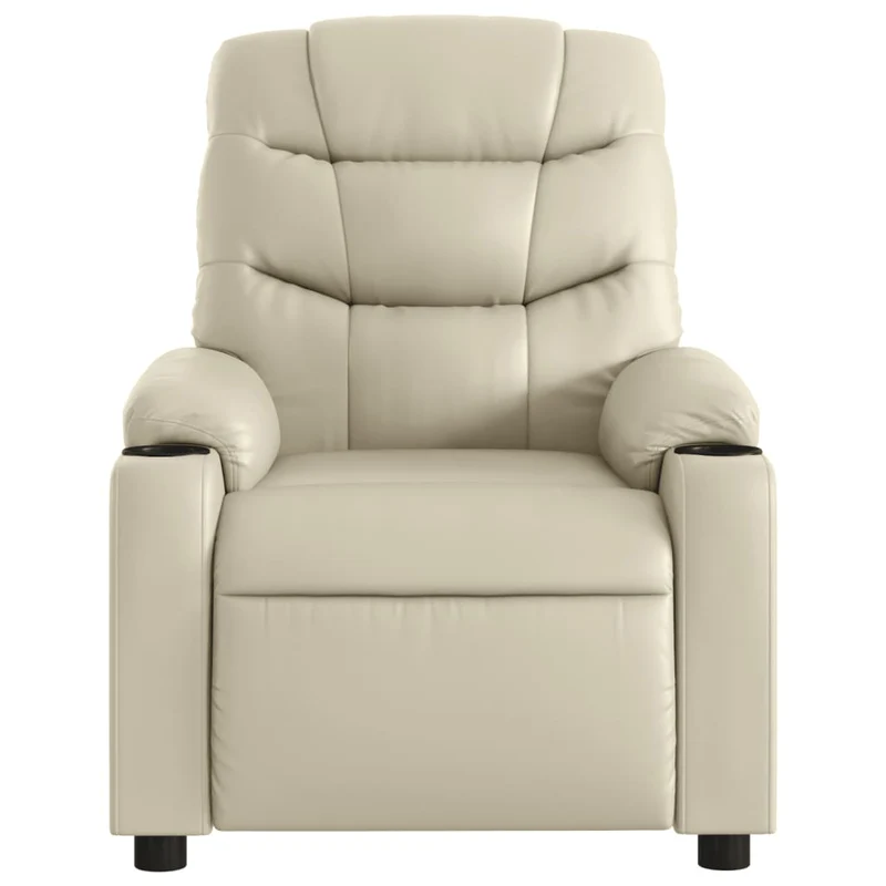 Fauteuil de relaxation TV fonction massage inclinable électrique 6 points de massage en PVC crème DEC027147
