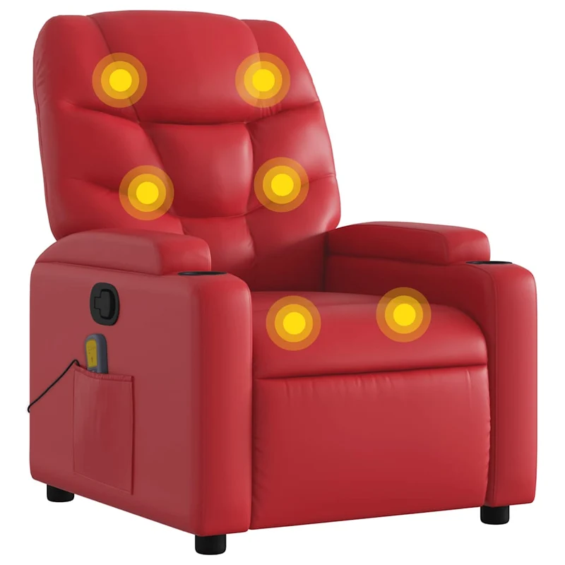 Fauteuil de relaxation TV fonction massage inclinable 6 points de massage en PVC rouge DEC027103