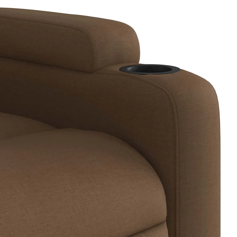 Fauteuil de relaxation TV fonction massage inclinable 6 points de massage en tissu marron DEC027026