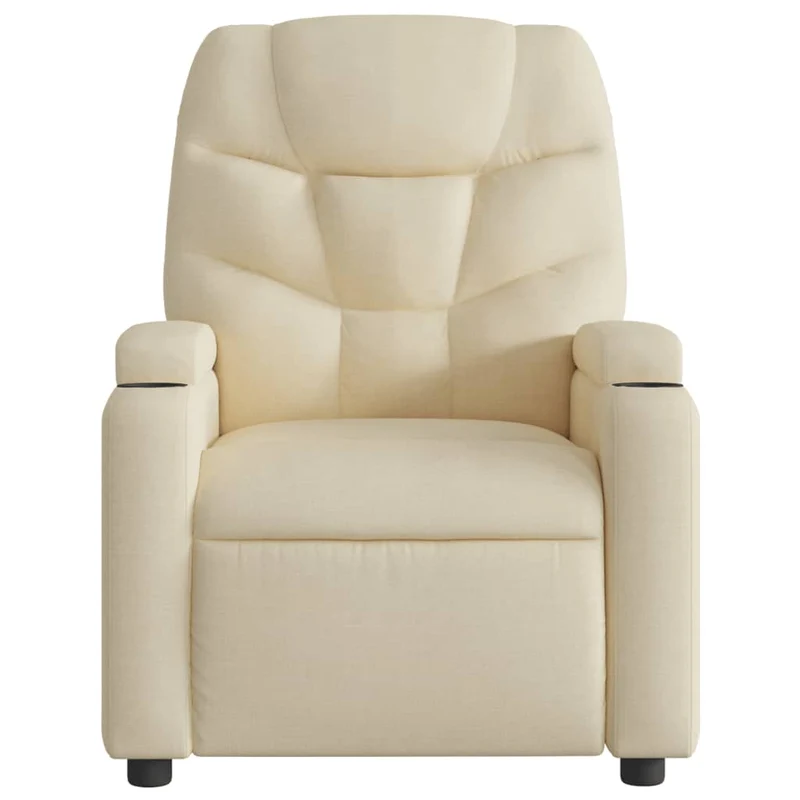 Fauteuil de relaxation TV fonction massage inclinable 6 points de massage en tissu crème DEC026886