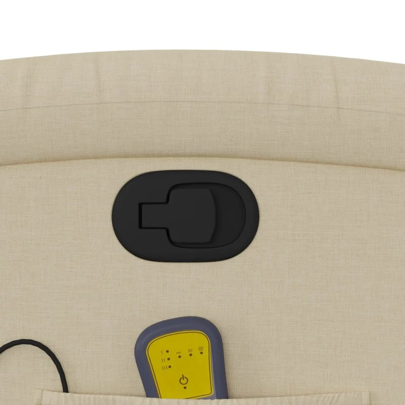 Fauteuil de relaxation TV fonction massage inclinable 6 points de massage en tissu crème DEC026888