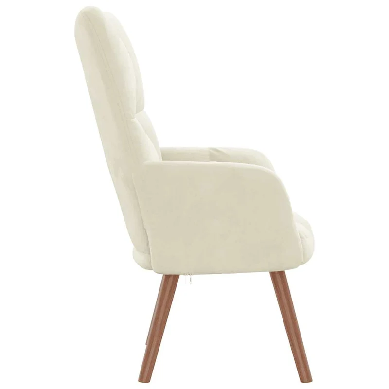 Fauteuil lounge chaise de canapé design moderne en velours crème DEC026635