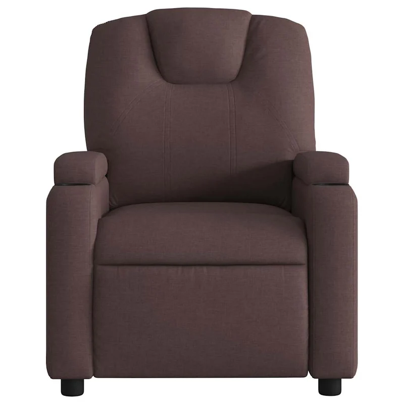Fauteuil de relaxation TV fonction massage inclinable électrique 6 points de massage en tissu marron foncé DEC027185