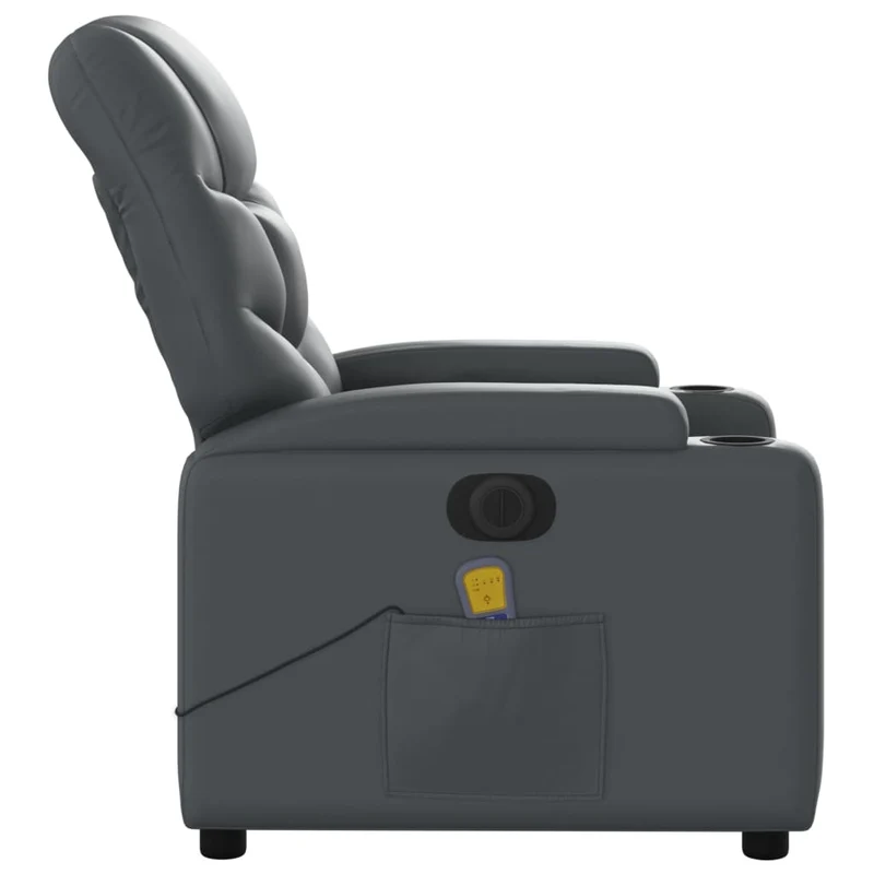 Fauteuil de relaxation TV fonction massage inclinable électrique 6 points de massage en PVC gris DEC027182