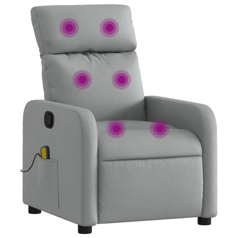 Fauteuil de relaxation TV fonction massage inclinable 6 points de massage en tissu gris clair DEC026930