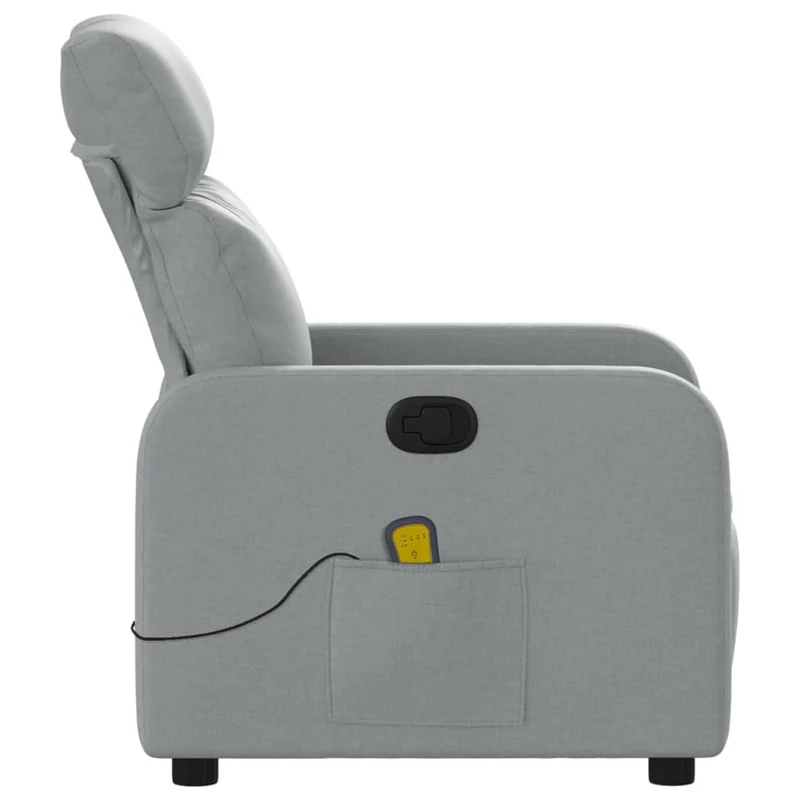 Fauteuil de relaxation TV fonction massage inclinable 6 points de massage en tissu gris clair DEC026930