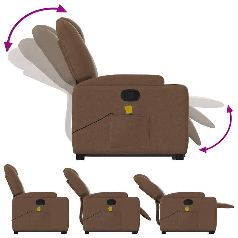 Fauteuil de relaxation TV fonction massage inclinable levage électrique en tissu marron DEC027024