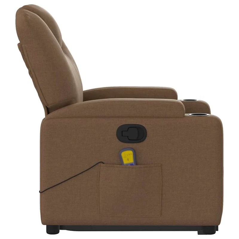 Fauteuil de relaxation TV fonction massage inclinable levage électrique en tissu marron DEC027024
